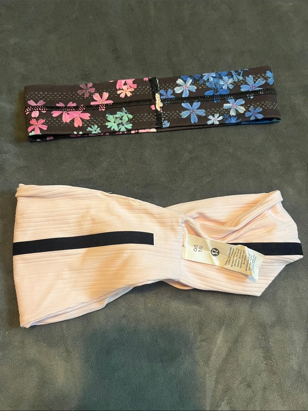 lululemon athletica Blue Floral and Blush Pink Headband Set